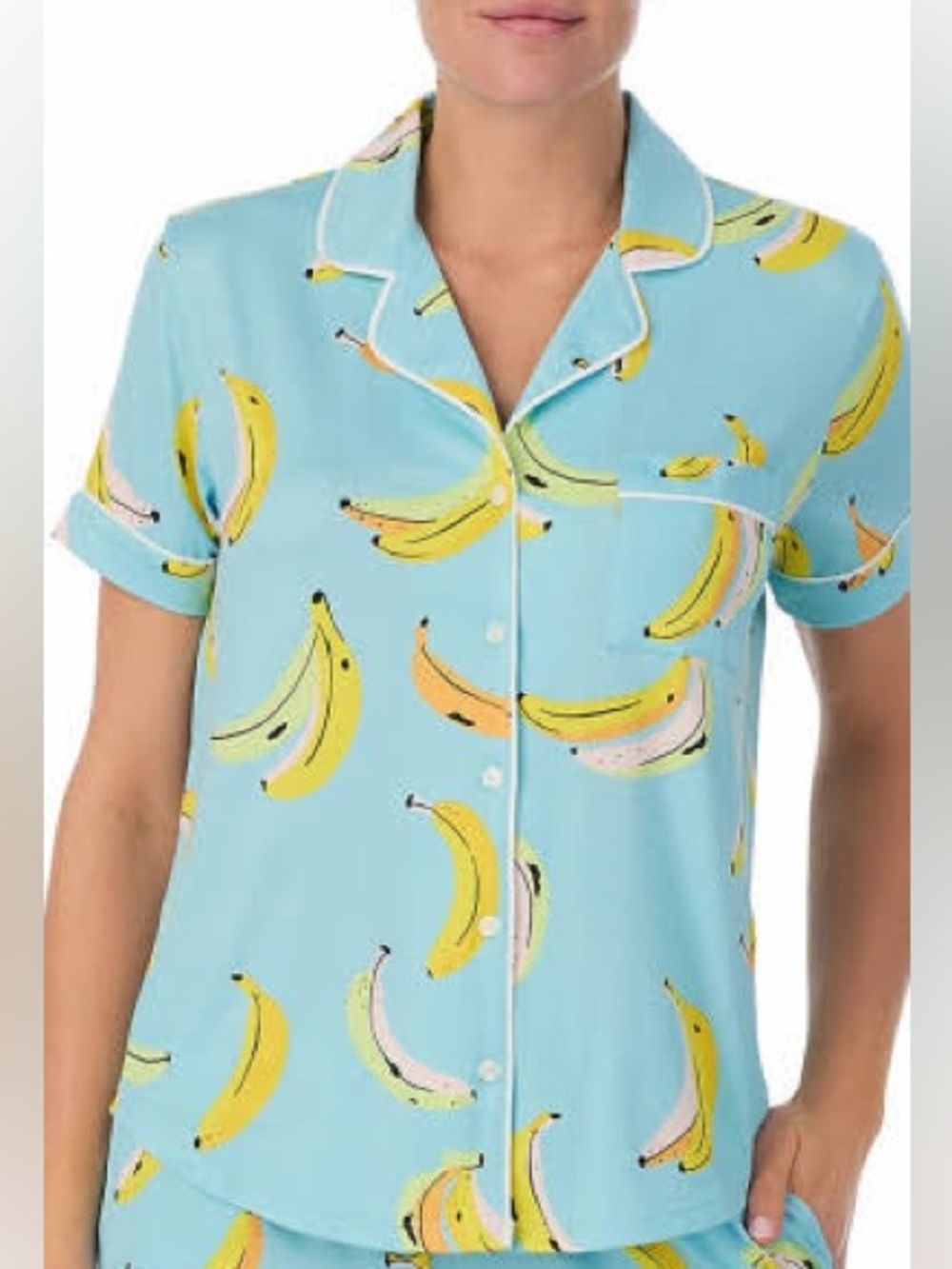 NEW!! Women’s Kate Spade Blue Banana Print Pajama Top Size S/P